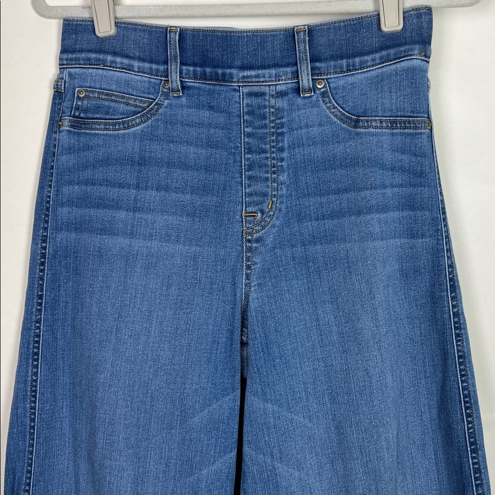 SPANX Wide Leg Front Seam Vintage Blue Denim Jeans Pull On Medium - Picture 4 of 6